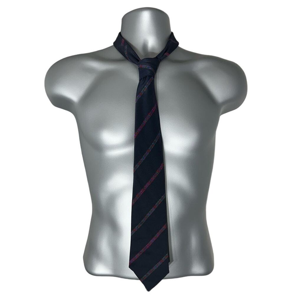 Vintage Roberto Capucci Black and Red Striped Silk Neck Tie